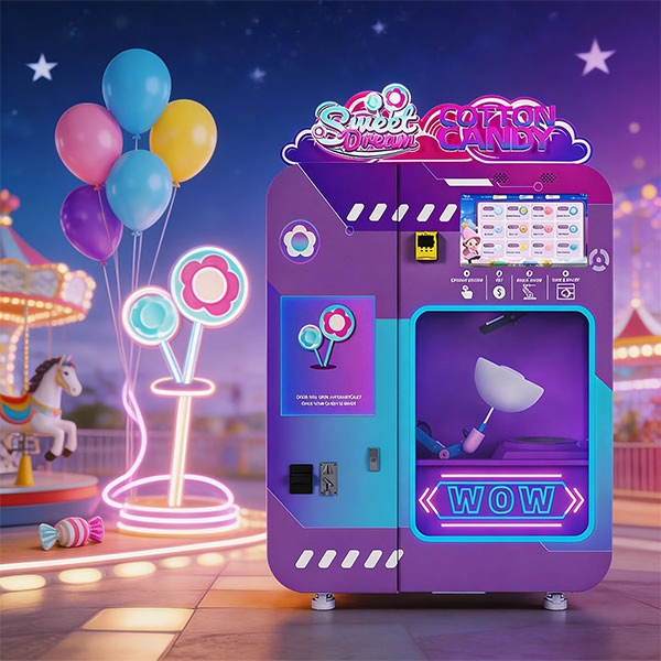 Cotton candy vending machine for amusement parks