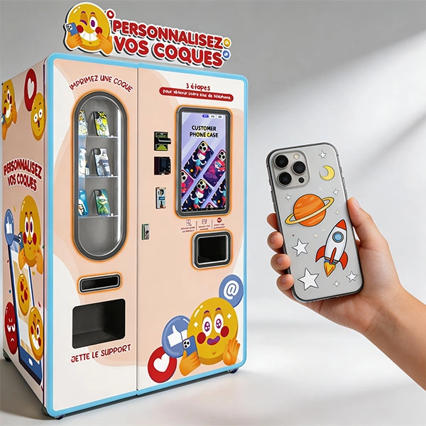 A phone case vending machine in a station should therefore communicate its value immediately