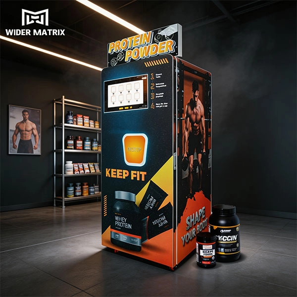 Máquina expendedora de batidos de proteínas para gimnasios