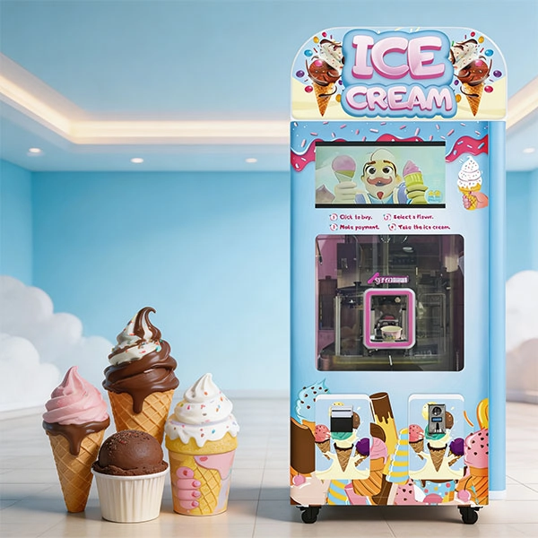 the ice cream vending machine for sale page lists the models and the options