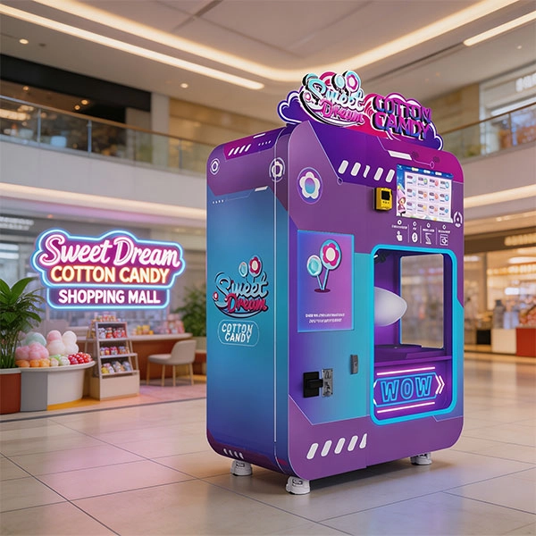 Automated Cotton Candy Vending Machine for Theme Parks and Cinemas