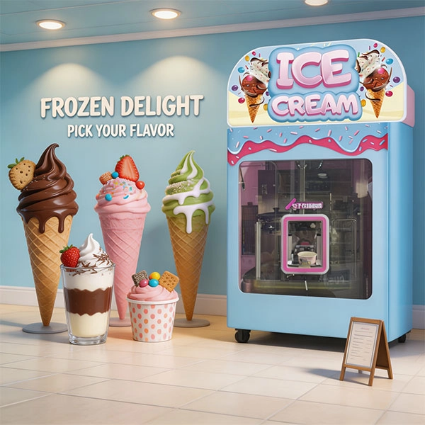 una máquina expendedora de helados de autoservicio en Canadá
