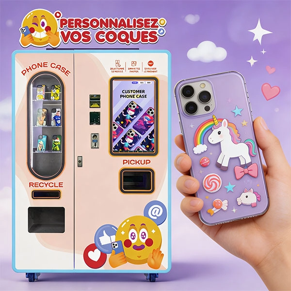 the WM880 phone case printing vending machine from Wider Matrix.