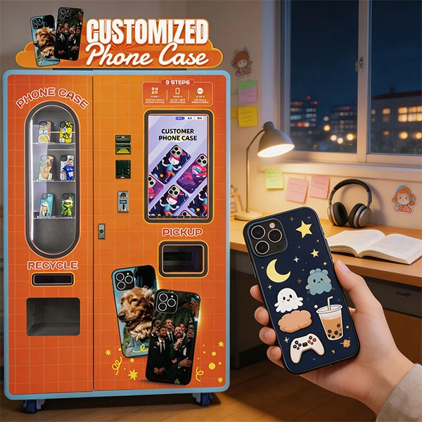 Quiosco de venta de fundas para teléfonos para escuelas