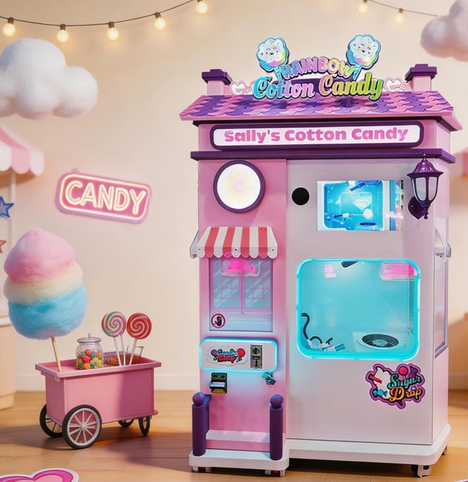 WM668 cotton candy vending machine in a French theme park
