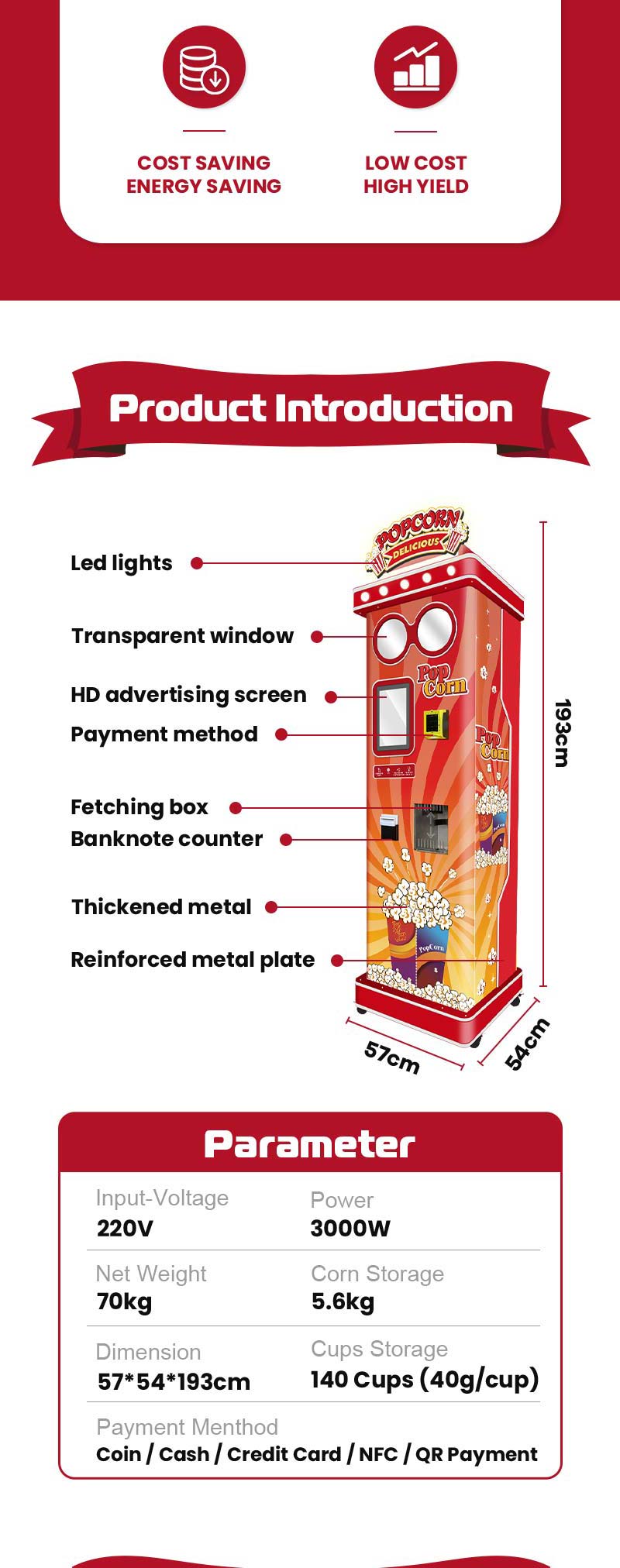 Popcorn Vending Machine WM680-02