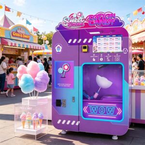 Cotton candy vending machine with a robotic arm: what it does, what it costs, and how operators make it pay
