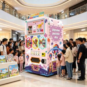 How long does a jigsaw puzzle vending machine take to make one custom puzzle?