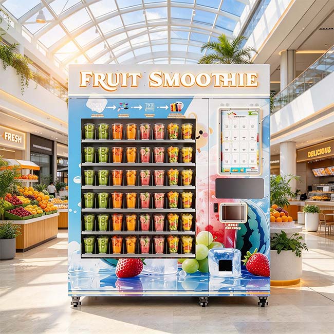 Fully automatic against a staffed juice counter