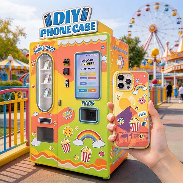 máquina expendedora de fundas personalizadas para centros comerciales