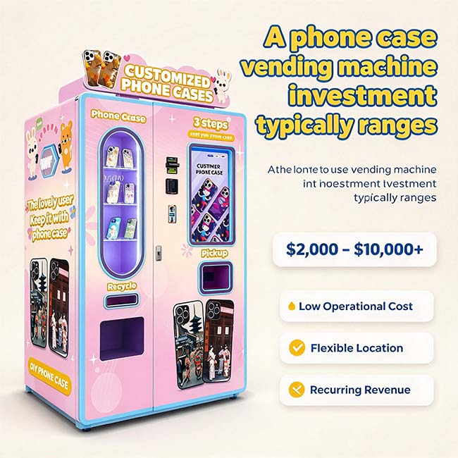 A phone case vending machine investment typically ranges