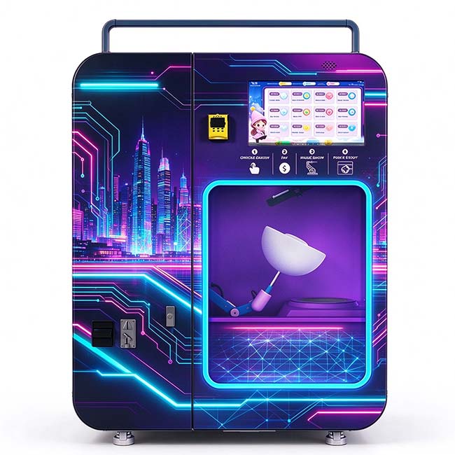 Cotton Candy Vending Machine With a Robotic Arm